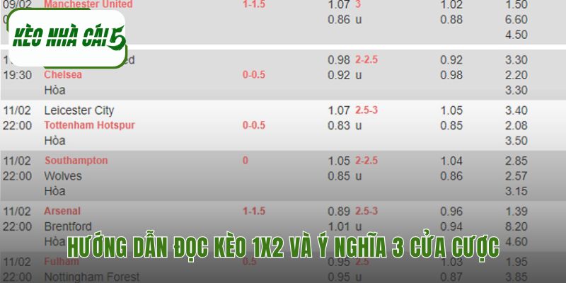 Hướng dẫn đọc kèo bóng đá 1x2 giải mã ký hiệu thắng hòa thua